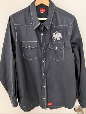 Rodeo Supply Co. Men's Navy Western Button-Down Shirt